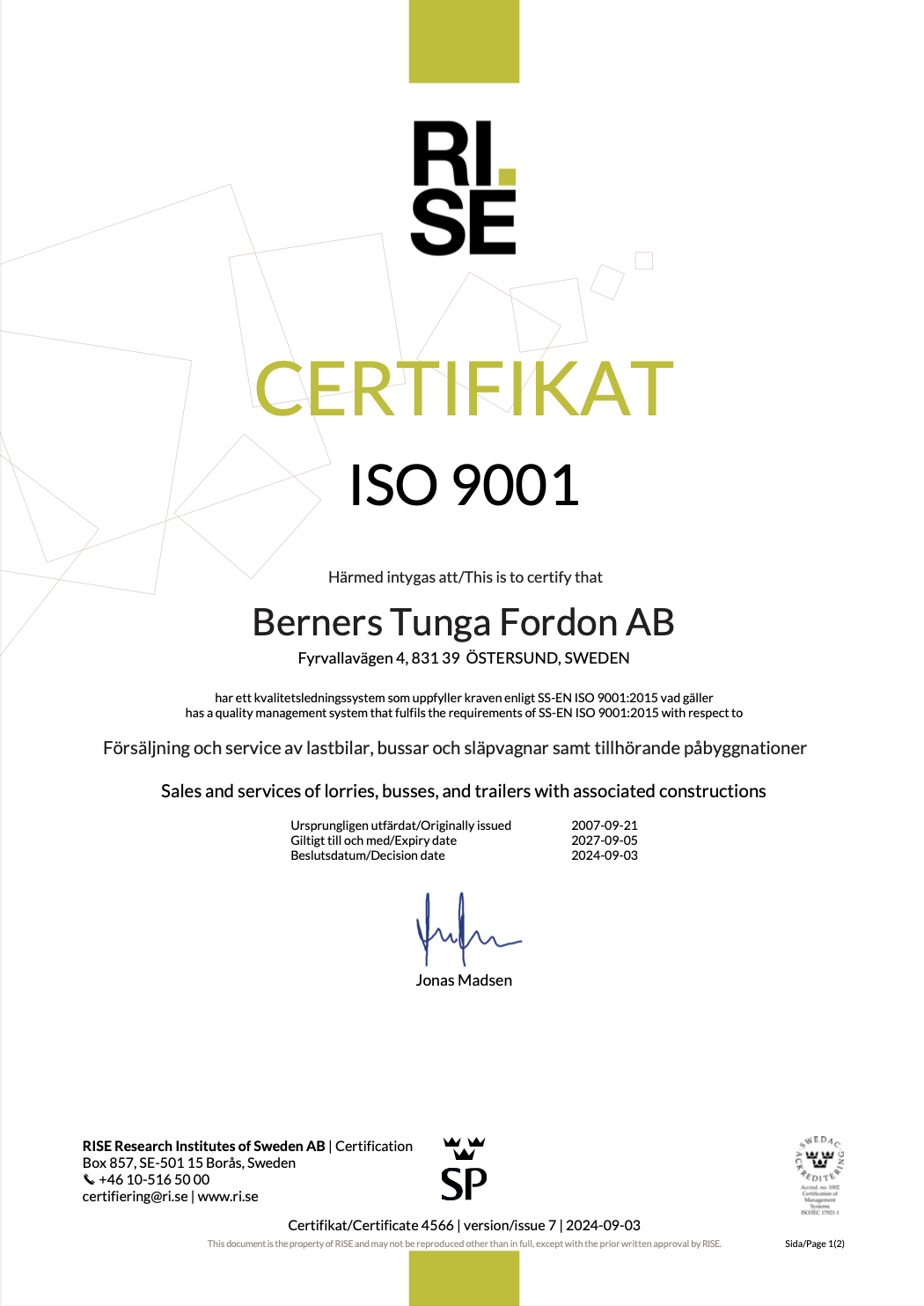 Certifikat ISO 9001